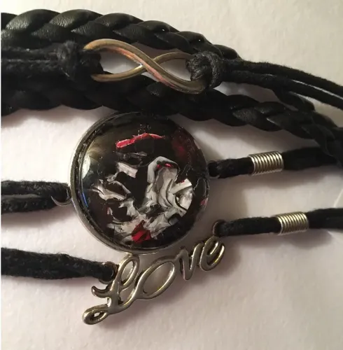 Ghost Black Leather Multi-Strand Bracelet