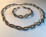 Dark Silver Beaded Choker & Bracelet Set