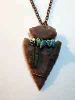 Arrowhead Pendant w/ Turquoise Chips