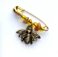 Brass Bee Safety Pin Charm