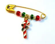 Christmas Candy Cane  Safety Pin