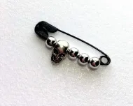 Silver Skull Safety Pin Charm