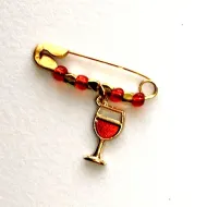 Red Wine Safety Pin Charm