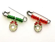 Christmas Wreath Safety Pin Charm